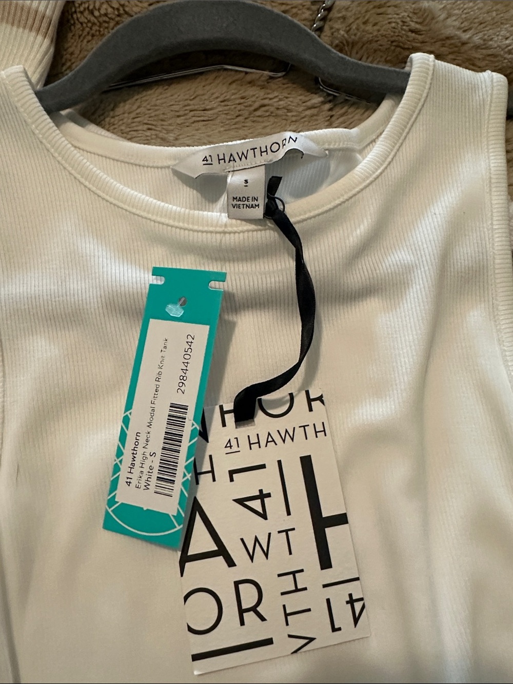 41 Hawthorn White Ribbed Tank Top - Picture 3 of 4